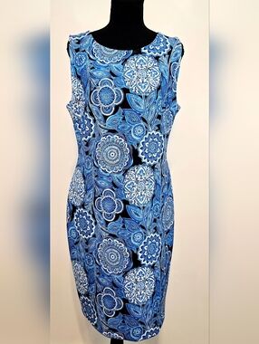 Tommy Hilfiger Paisley Sheath Dress Preppy Career Stretch Modest